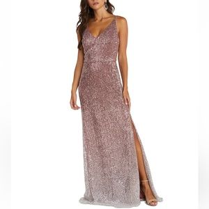 Ombré Sequin Gown Rose/Silver